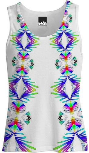 Colorful Pattern on White Tank Top