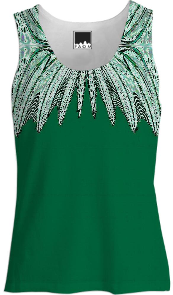 Dark Green Abstract Tank Top