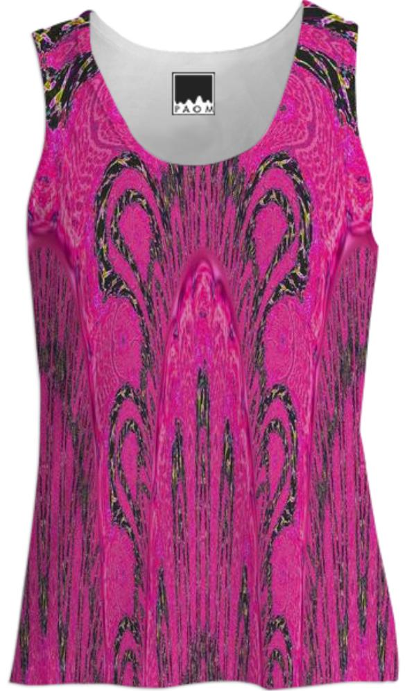 Dark Pink and Black Abstract Tank Top
