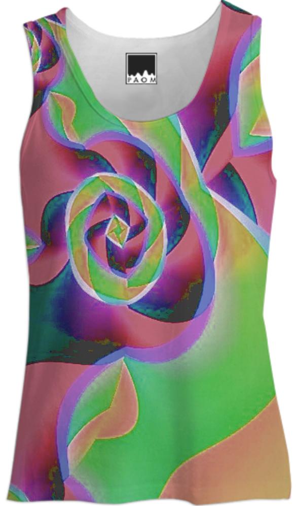 Gold Green Abstract Rose Tank Top