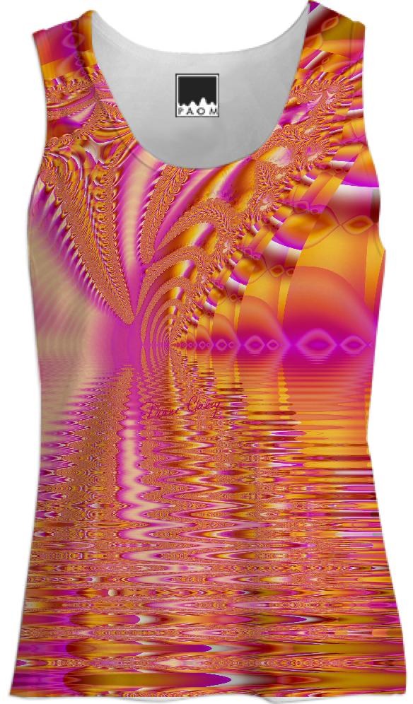 Golden Pink Fiesta Abstract Fractal Ocean Ripples