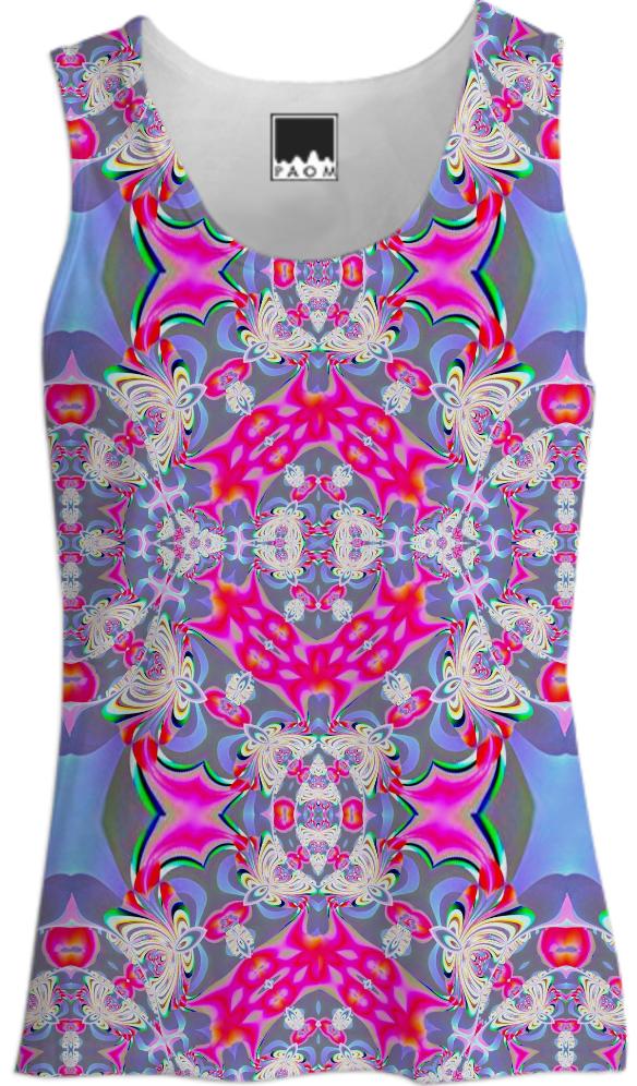 Gray Pink White Pattern Tank Top