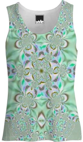 Green Fractal Lace Tank Top