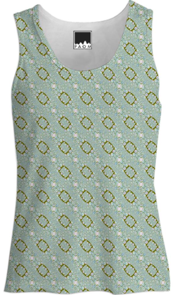 Green Gold Geometric Tank Top