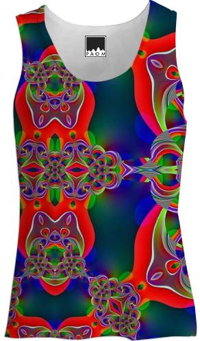 Green Red Fractal Tank Top