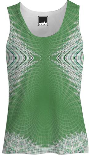 Green White Geometric Tank Top