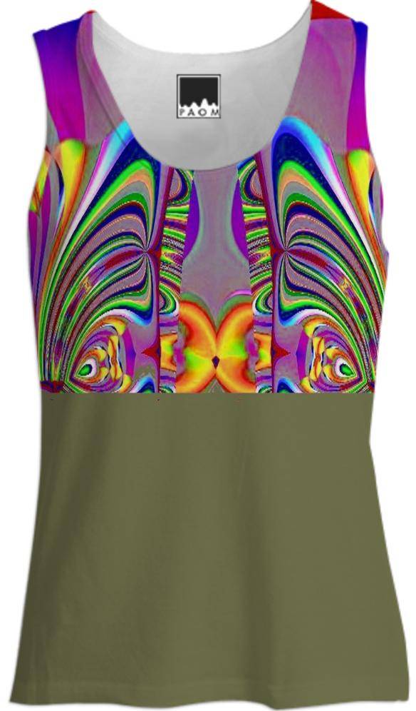 Green with Abstract Pattern Tank Top