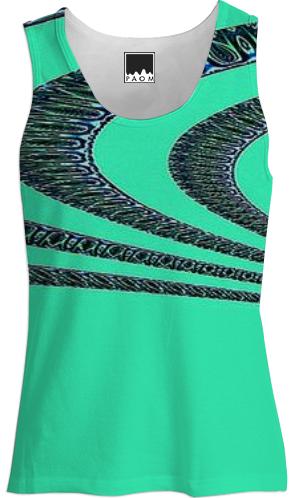 Green with Black Design Tank Top