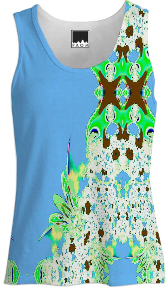 Light Blue Feathers n Lace Tank Top