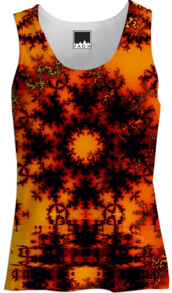 Mystical Golden Fire Lake Abstract Baroque Illusion