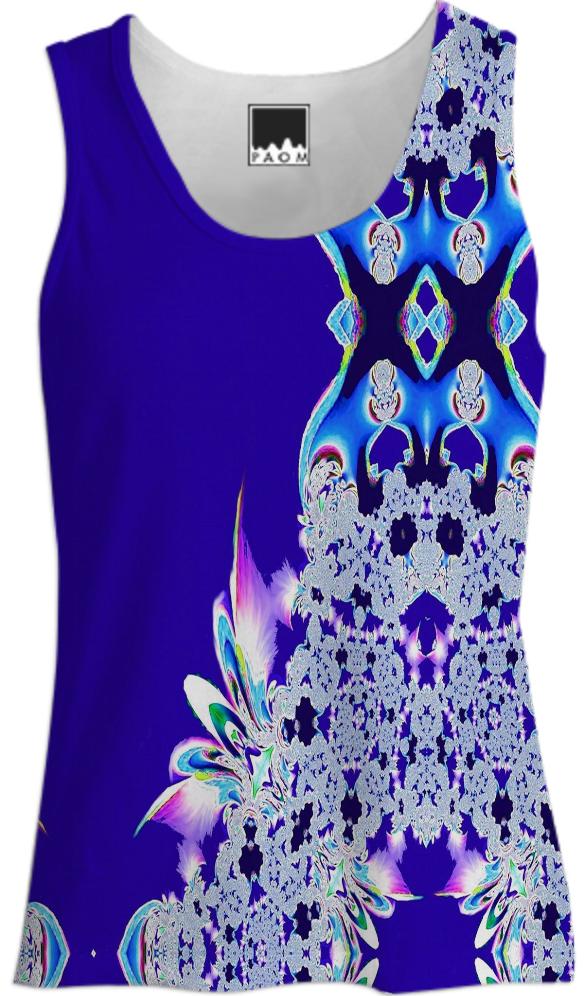 Navy Blue Feathers n Lace Tank Top