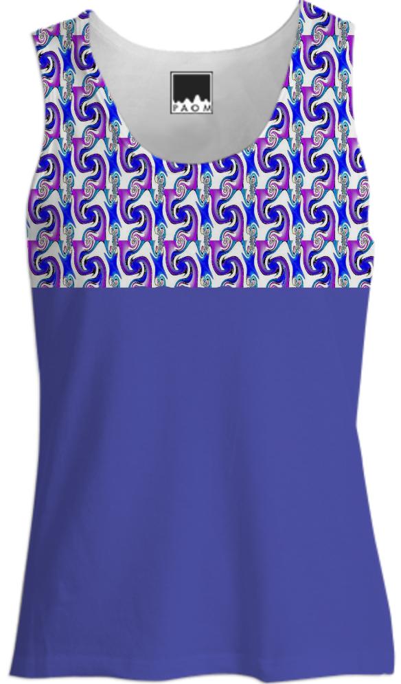 Navy White Pattern Tank Top