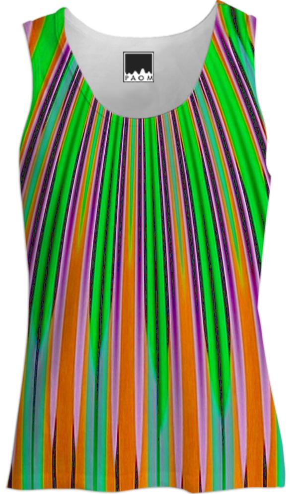 Orange Green Stripe Tank Top