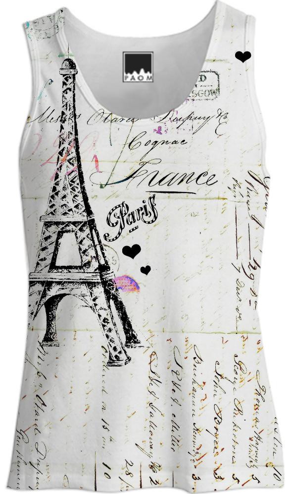 Paris Eiffel Tower French Love Letter Fashion Top