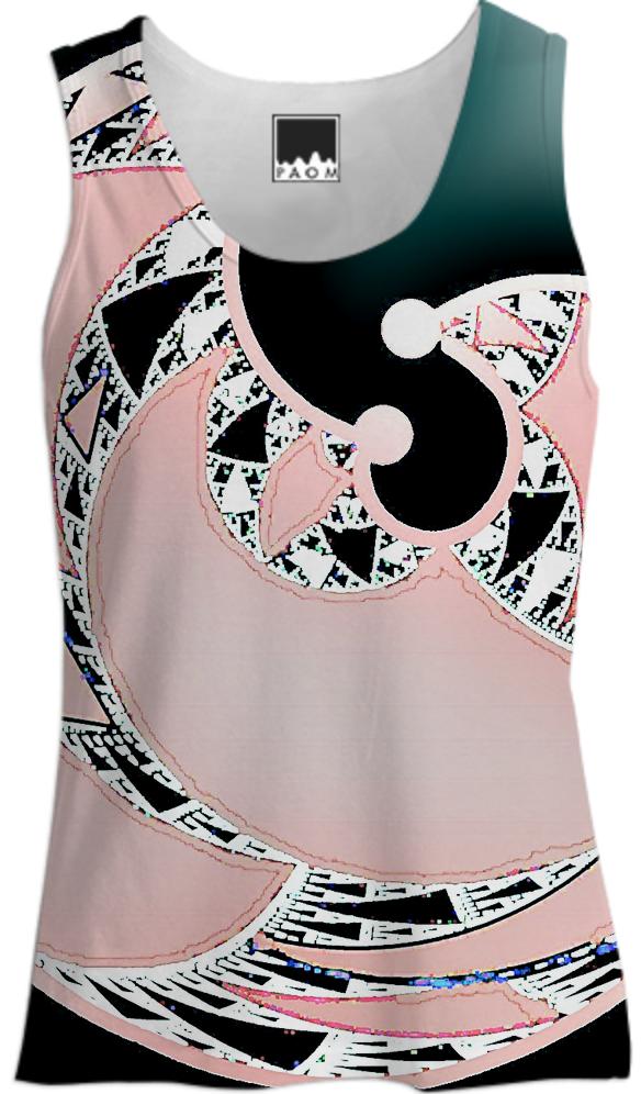 Pink Black Abstract Swirl Tank Top