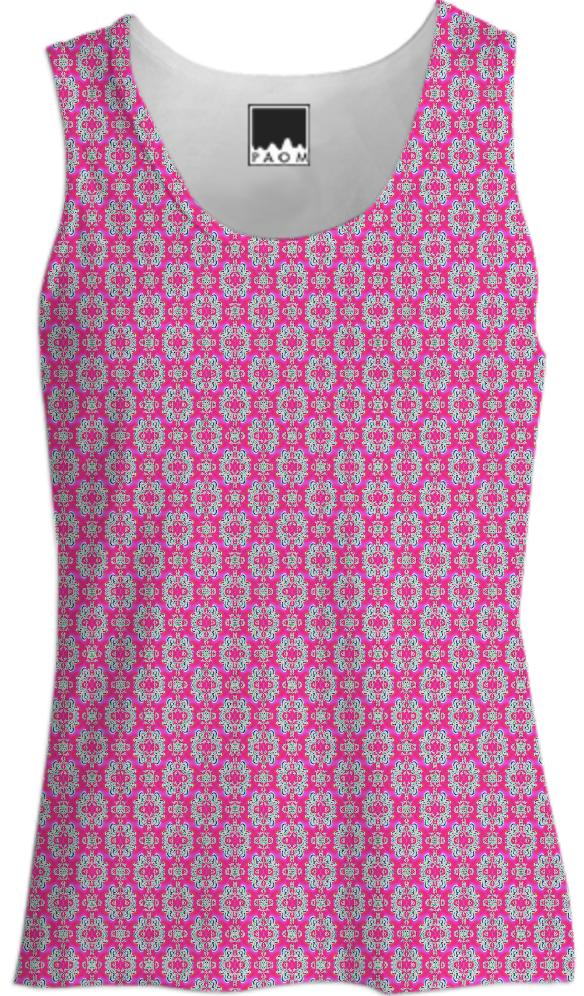 Pink Flower Pattern Tank Top