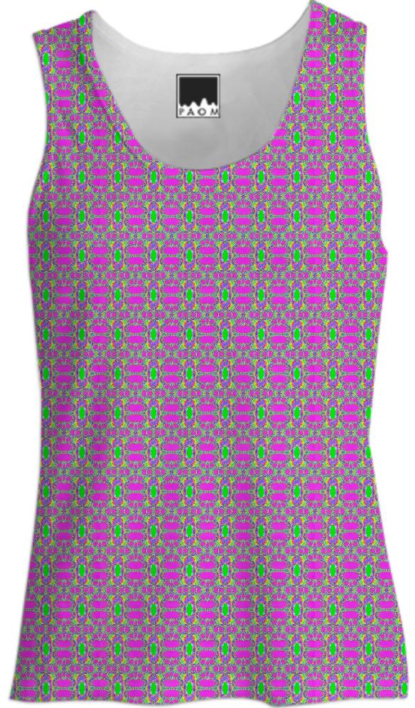 Pink Green Pattern Tank Top