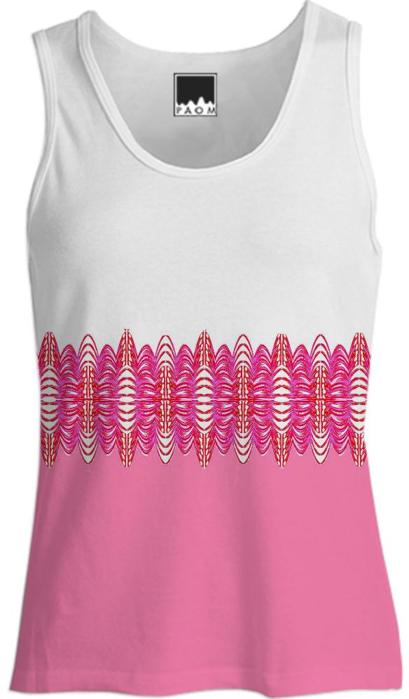 Pink White Belted Tank Top