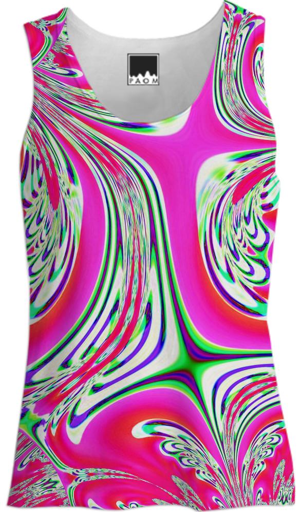 Pink White Green Abstract Tank Top