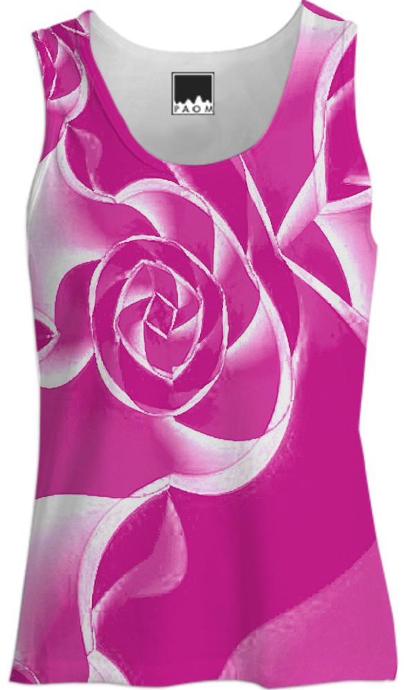 Pink White Rose Tank Top