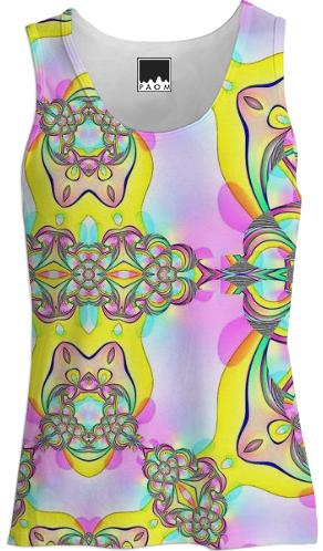 Pink Yellow Abstract Tank Top