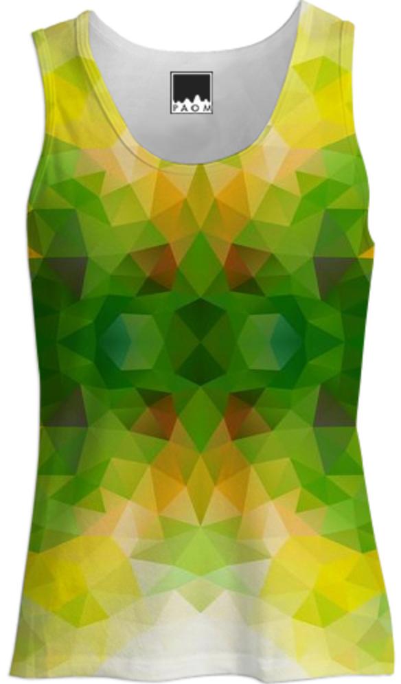 POLYGON TRIANGLES PATTERN GREEN YELLOW RED FRUITS ABSTRACT POLYART GEOMETRIC