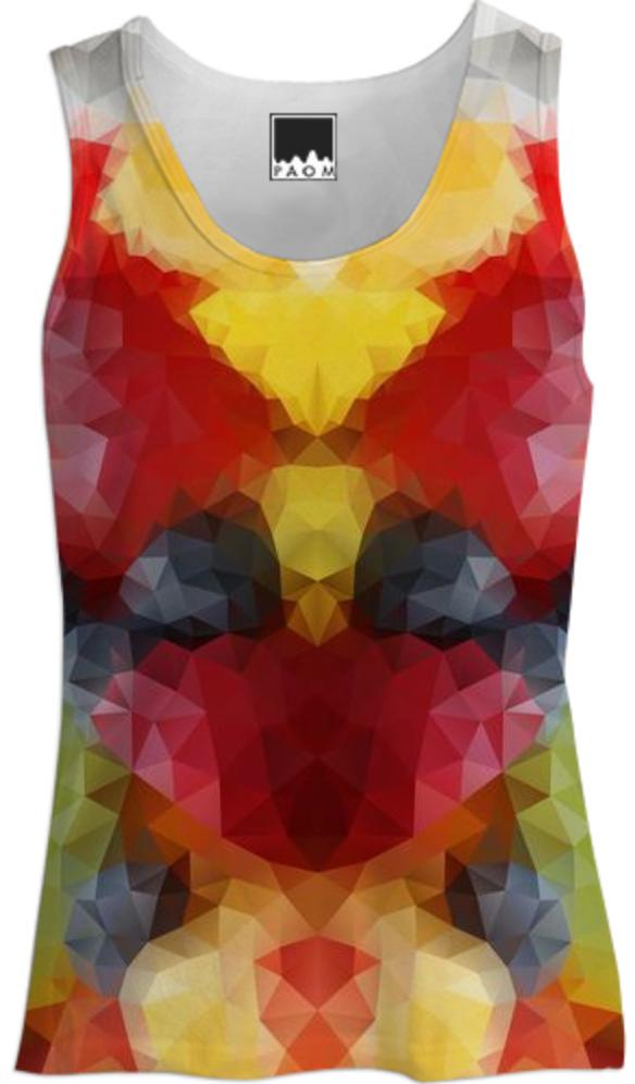 POLYGON TRIANGLES PATTERN GREEN YELLOW RED FRUITS ABSTRACT POLYART GEOMETRIC