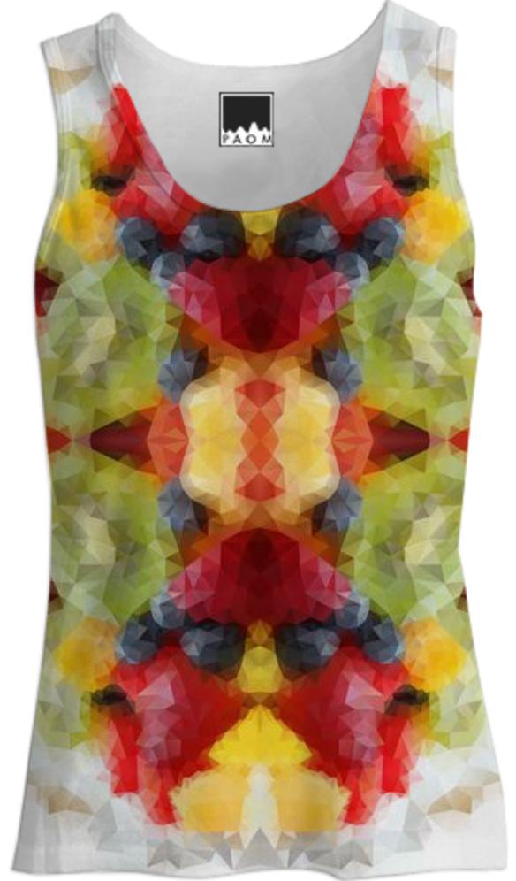 POLYGON TRIANGLES PATTERN GREEN YELLOW RED FRUITS ABSTRACT POLYART GEOMETRIC