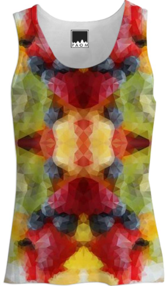 POLYGON TRIANGLES PATTERN GREEN YELLOW RED FRUITS ABSTRACT POLYART GEOMETRIC