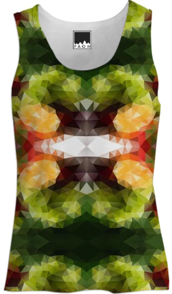 POLYGON TRIANGLES PATTERN GREEN YELLOW RED FRUITS ABSTRACT POLYART GEOMETRIC