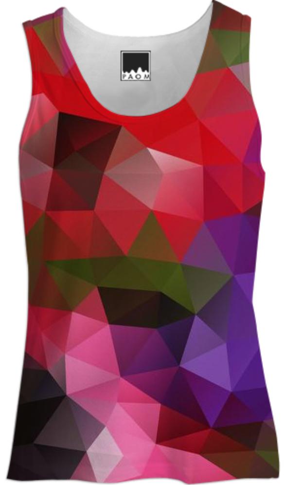 POLYGON TRIANGLES PATTERN RED FLOWER GREEN ABSTRACT POLYART GEOMETRIC