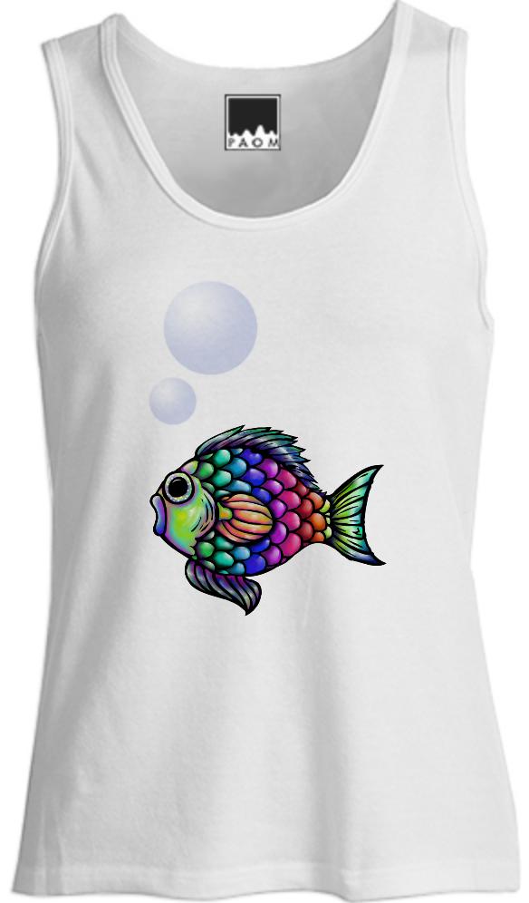 Rainbow Fish With Bubbles Tank Top For Women