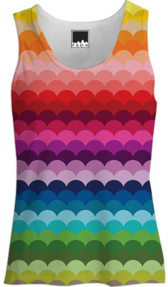 Rainbow Scalloped Stripes Tank