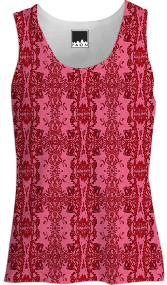 Red Abstract Pattern Tank Top
