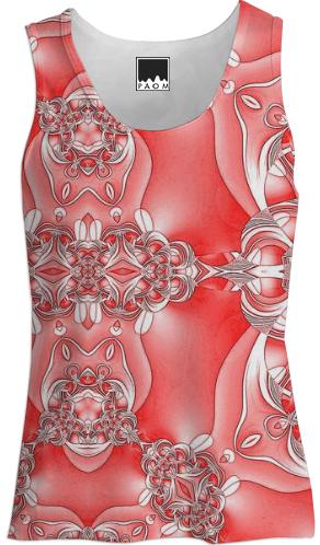 Red and White Abstract Tank Top