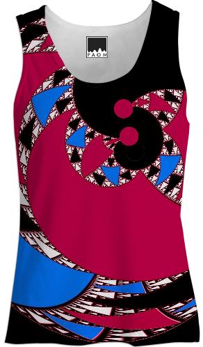 Red Black Abstract Swirl Tank Top