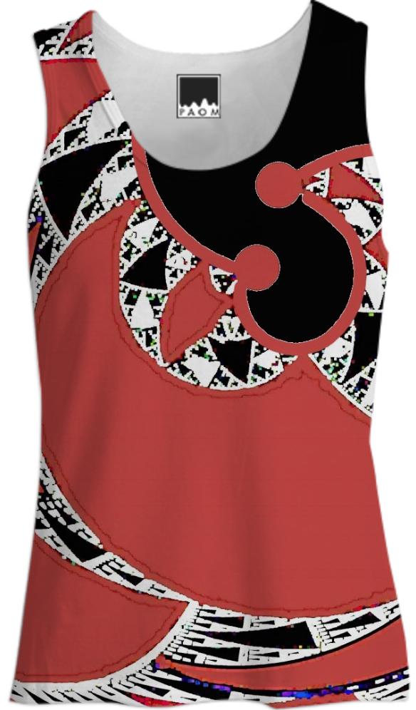 Red Black Abstract Tank Top