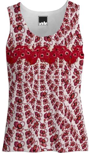 Red Buttons and Flowers Tank Top