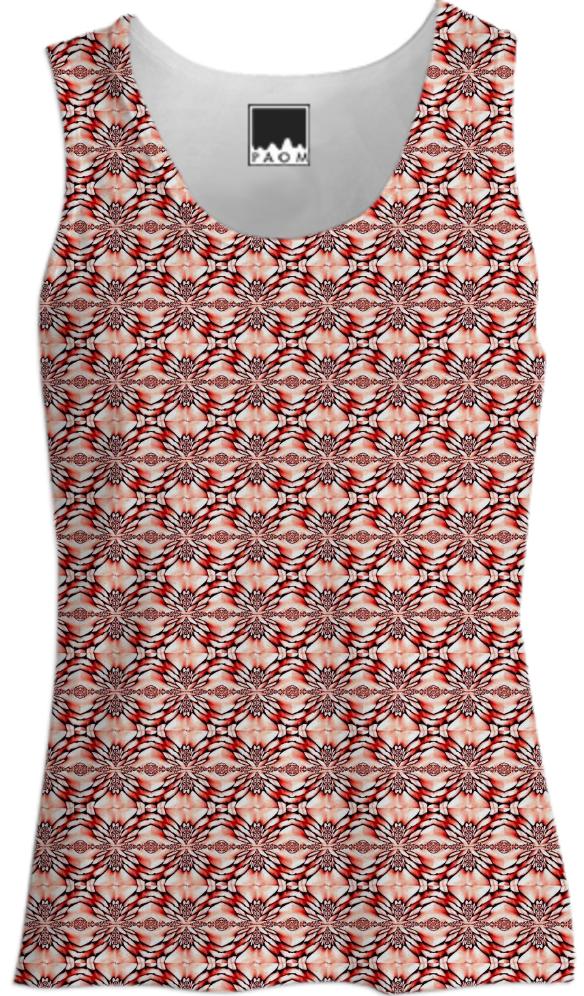 Red Peach Abstract Pattern Tank Top