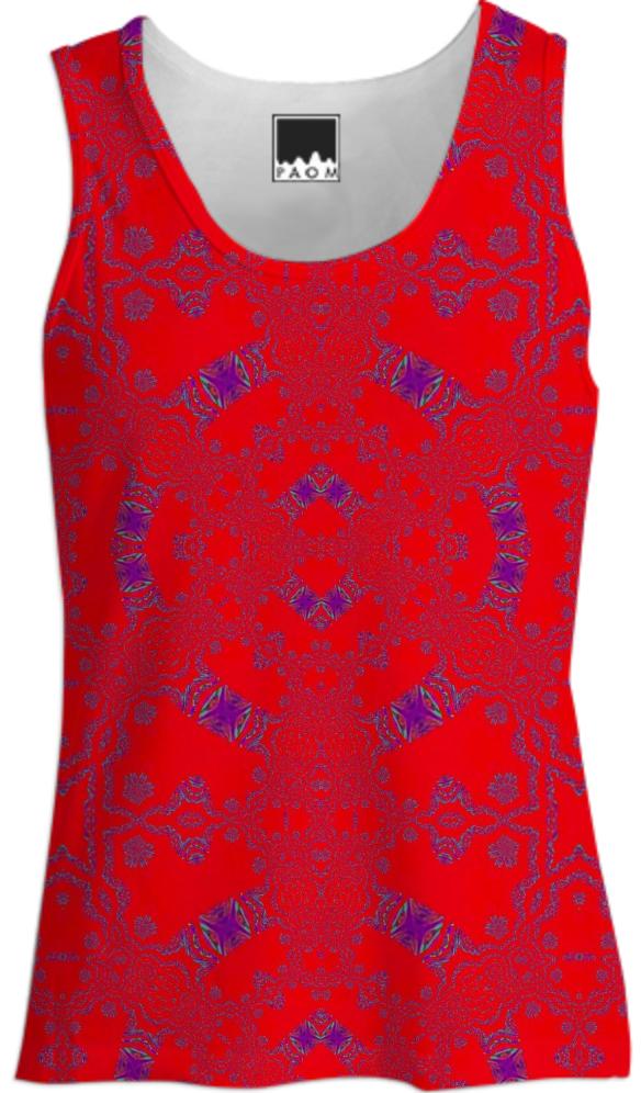 Red Purple Lace Tank Top