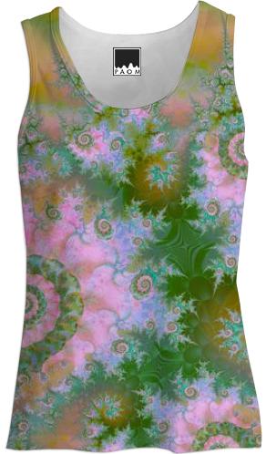 Rose Forest Green Abstract Fractal Swirl Dance