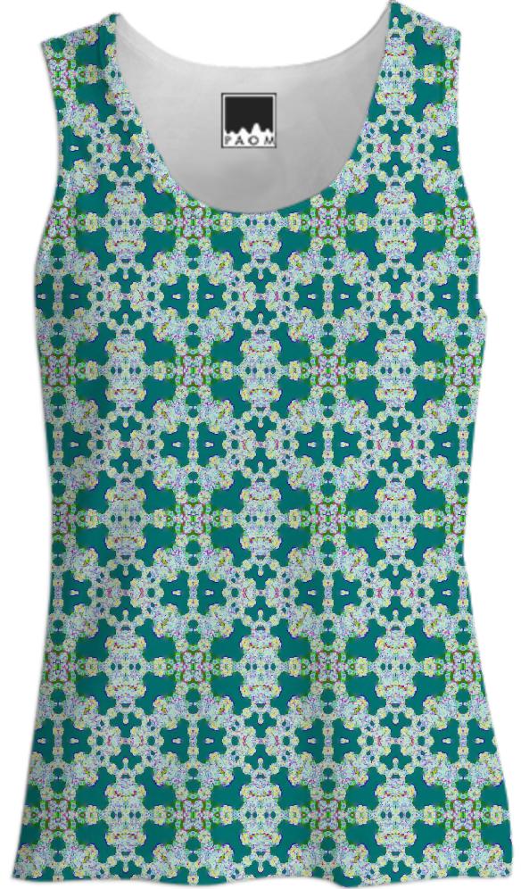 Teal Lace Pattern Tank Top