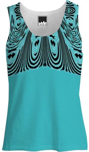 Teal Stripe Abstract Tank Top