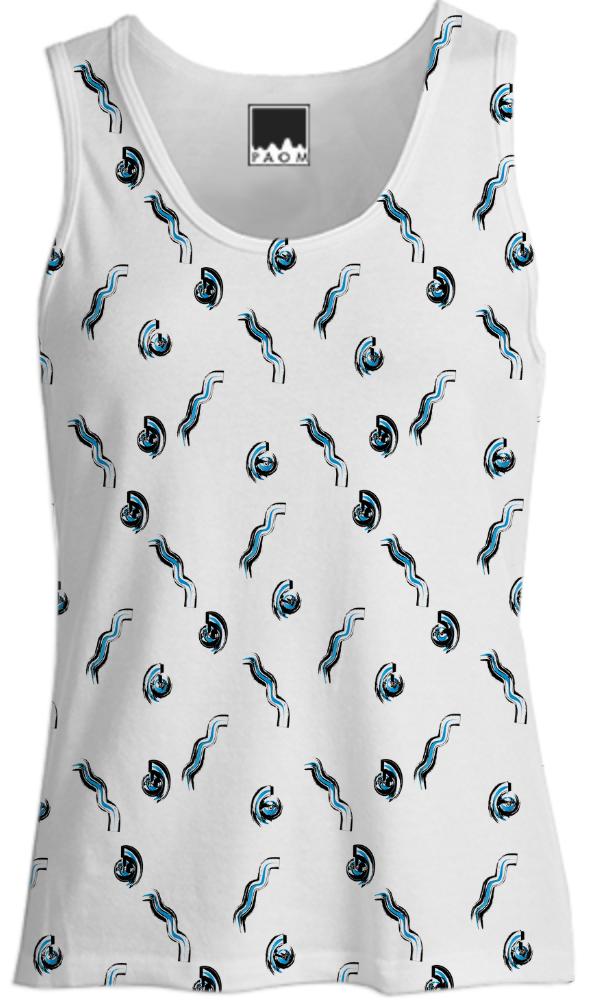 Turquoise and black brush stroke abstract print