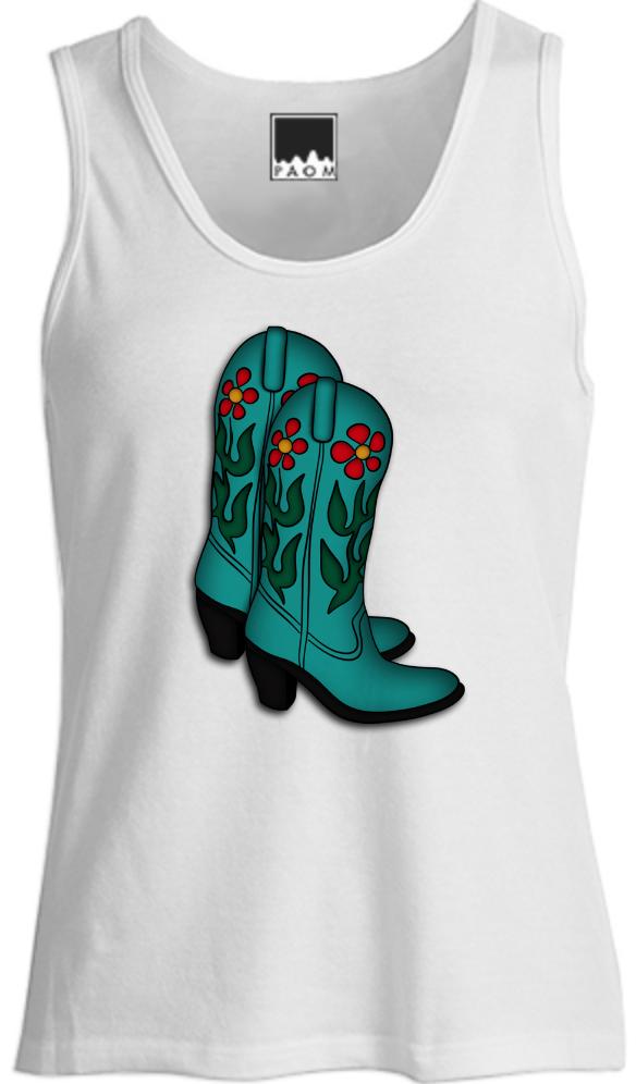 Turquoise Cowgirl Boots Tank Top For Women