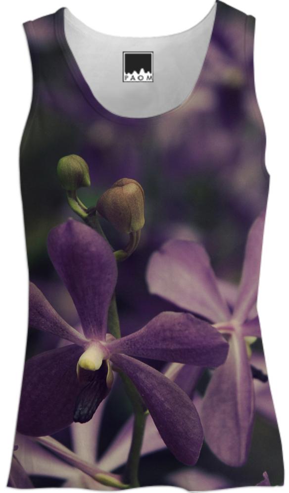 Vintage Purple Orchids Floral Tank Top