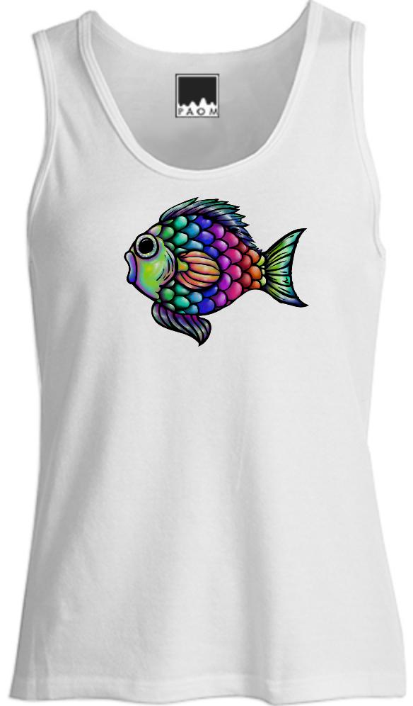 Whimsical Rainbow Fish Tank Top For Women