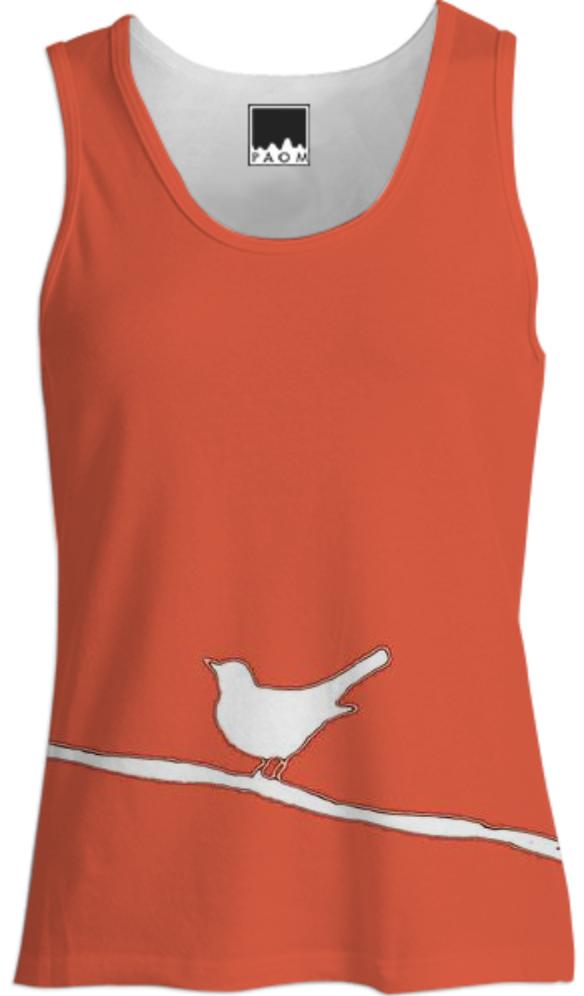 White Bird on a Wire on Red Tank Top