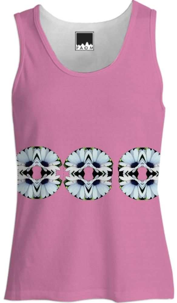 White Daisies on Pink Tank Top