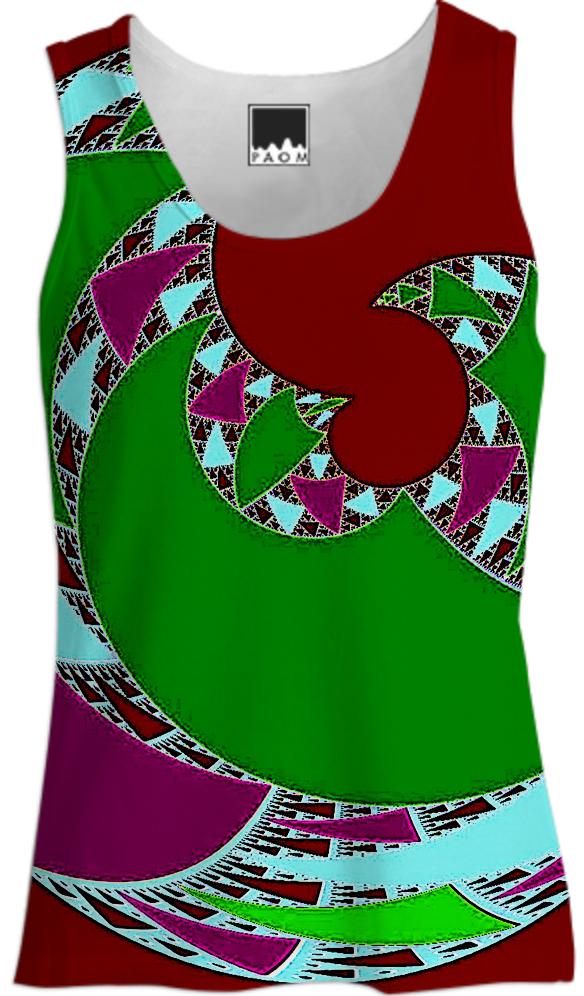 Wine Green Abstract Tank Top